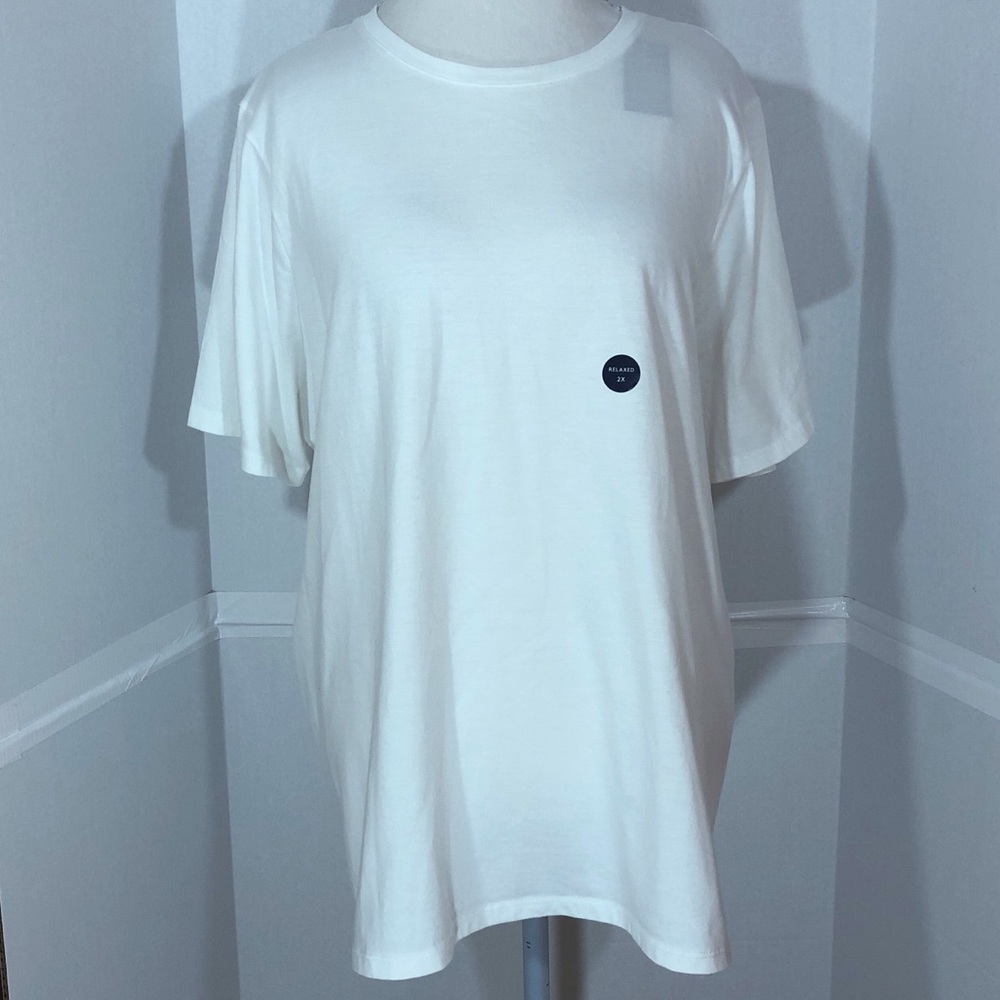 Lands’ End 2X Relaxed Fit Tip White Short Sleeves